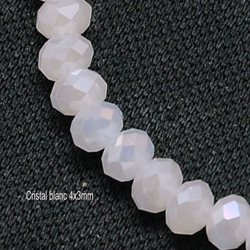 50 perles cristal blanc  neige prisme or 4mm
