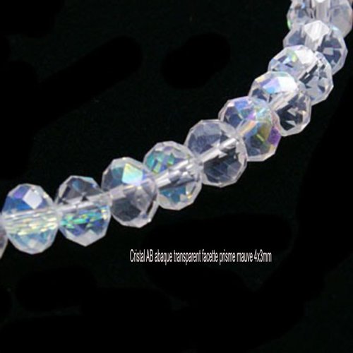 50 perles bohème  autrichien ab abaque transparent prisme mauve 4x3mm