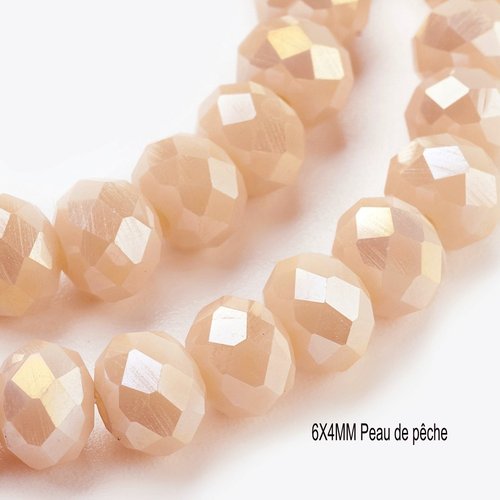 50 perles cristal abaque facette peau de pêche 6x4mm