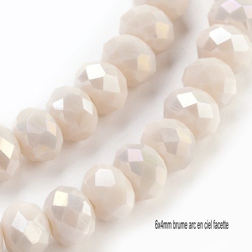 50 perles cristal abaque facette "brume "6x4mm