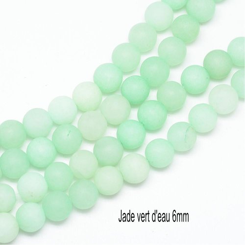 10 perles jade naturelles vert d'eau 8mm