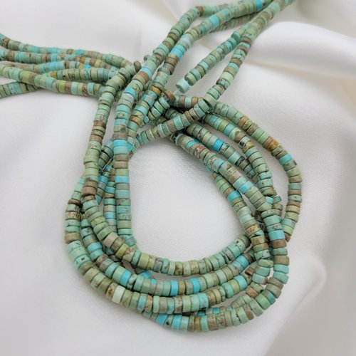 20 perles naturelles heishi jaspe impérial bleu turquoise 4x2mm