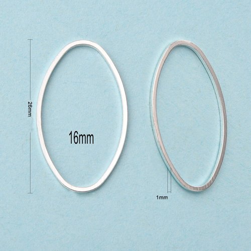 20 anneaux ovale fermé laiton argenté   26x16mm
