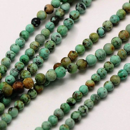 20 perles naturelles turquoise africaine 3mm