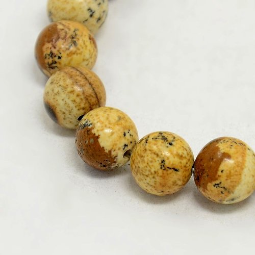 10 perles jaspe paysage naturels 8mm