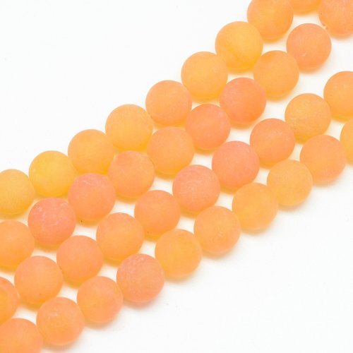 10 perles jade mandarine mat 8mm