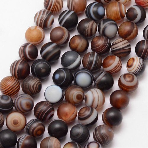 10 perles agates du botswana mat rondes 8mm