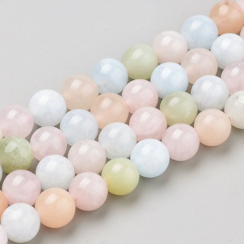 10 perles naturelles rondes lisse morganite 8mm