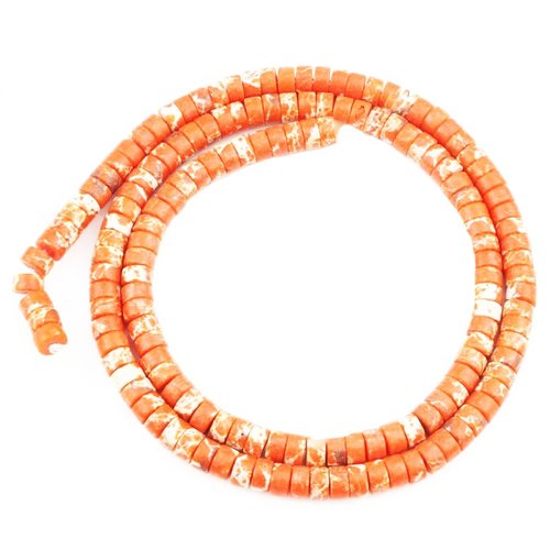 30 perles de pierres naturelles jaspe orange heishi rondelle 4x2mm