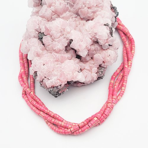 30 perles de pierres naturelles jaspe rose corail heishi rondelle 4x2mm