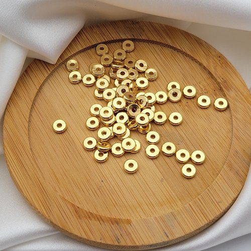 10 perles séparateur laiton doré or fin 24kt  6mmx1.2mm