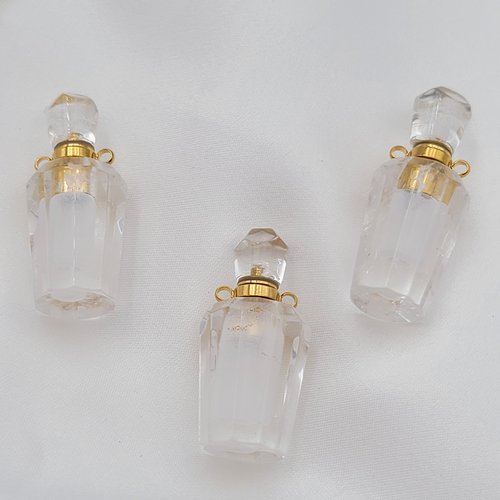 1 flacon de parfum pierre naturelle facette cristal de roche  36x15mm