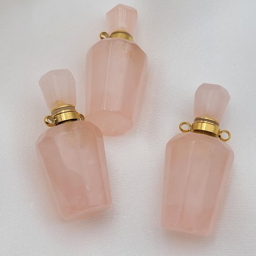 1 flacon de parfum pierre naturelle facette quartz rose 36x15mm