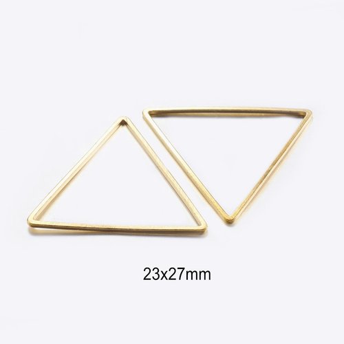 6 connecteurs triangle laiton  or 24kt 23.5x27mm