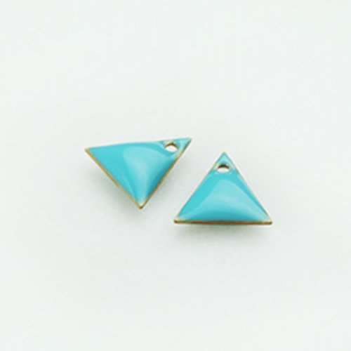 Sequin médaillon triangle x6 émail bleu turquoise  8mm