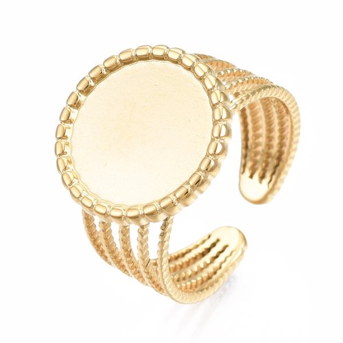 1 bague acier or fin 14kt  manchette plateau 12mm