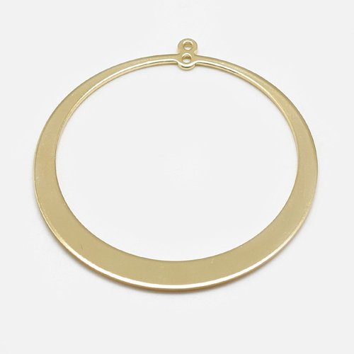 1 grand pendentif double attache rond laiton or 24kt 48mm