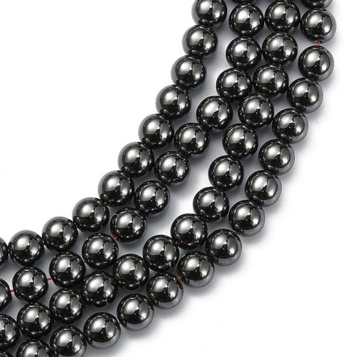 10 perles hématite rondes noire lisse brillantes