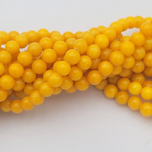 10 perles jade ronde jaune d'or 6mm