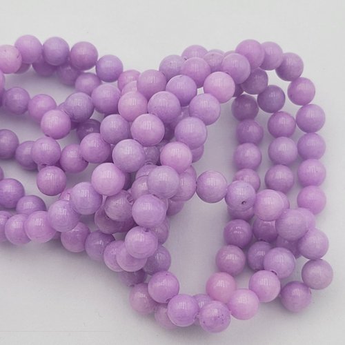 10 perles jade ronde mauve parme  6mm