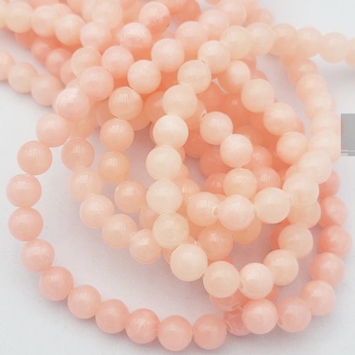 20 perles pierre jade naturelle ronde  rose chamallow  6mm