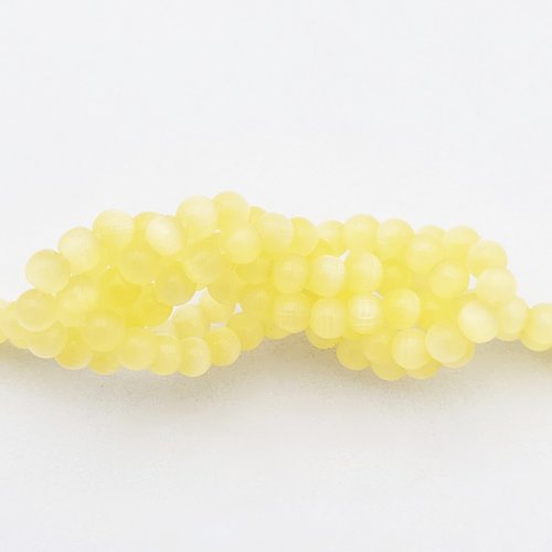X20 perles oeil de chat jaune paille  ronde 4mm