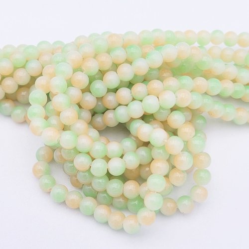 30 perles de verre pêche /vert d'eau  6mm