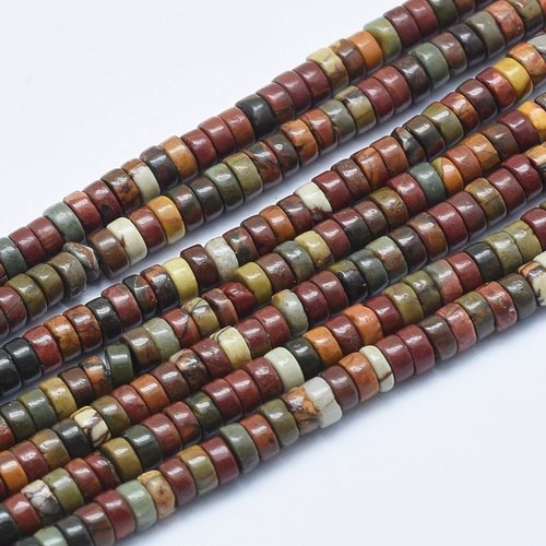 20 perles naturelles heishi jaspe picasso 4x2mm