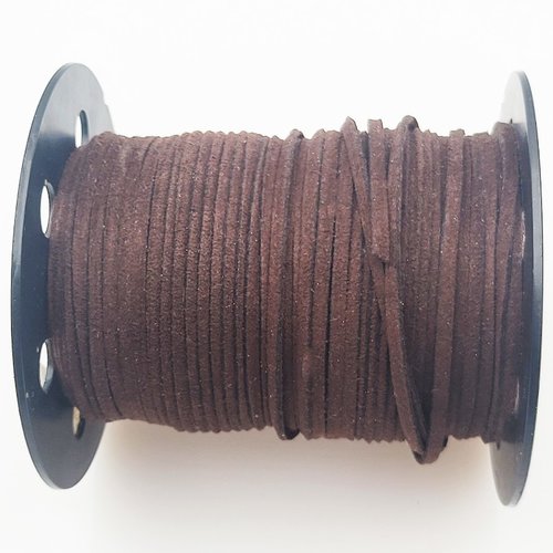 1mètre de cordon suédine plat chocolat ébène   3x1,5m