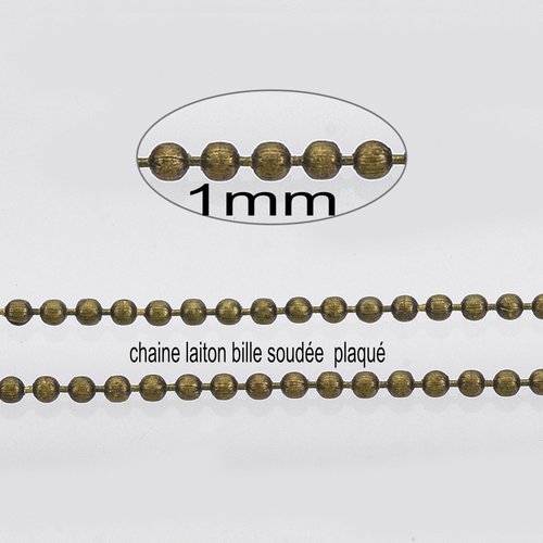1 mètre  chc-s008 chaine bronze   laiton bille 1mm