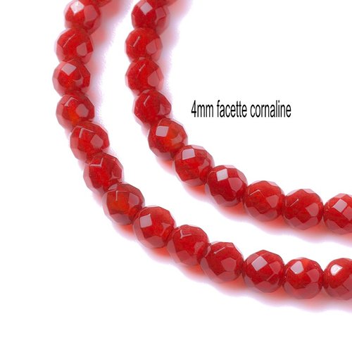 10 perles cornaline   facetté 4mm