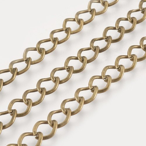 1 mètre chaîne  losange  bronze antique 8.5x6.8mm