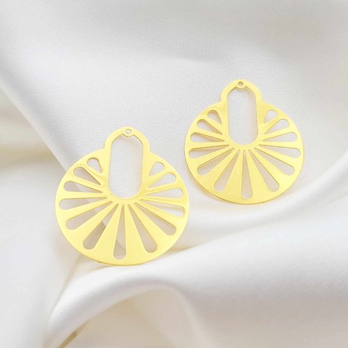 2 estampes 35x29mm laiton or 24kt ronde  soleil