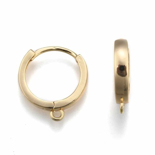 1 paire créole ronde  "huggie" laiton or 24kt