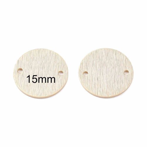 4 sequins connecteur rond texturés laiton or 24kt 15mm