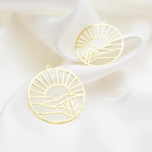 2 estampes soleil 30mm laiton or 24kt ronde