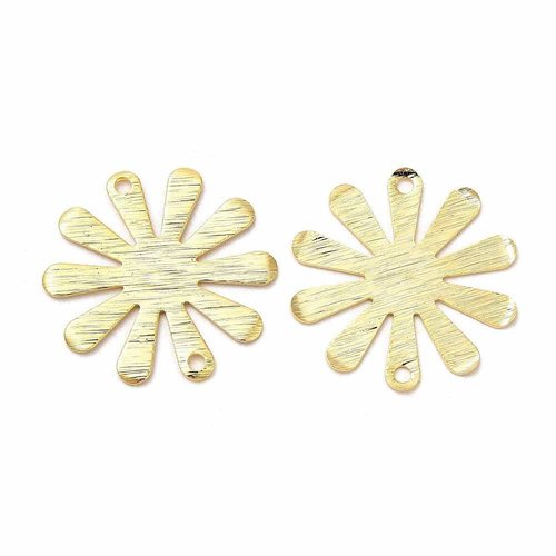 4 sequins connecteur fleur  texturées laiton or 24kt 18x17mm