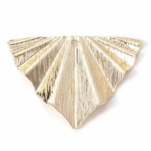 2 breloques triangle texturées ondulé or 24kt 29x22mm