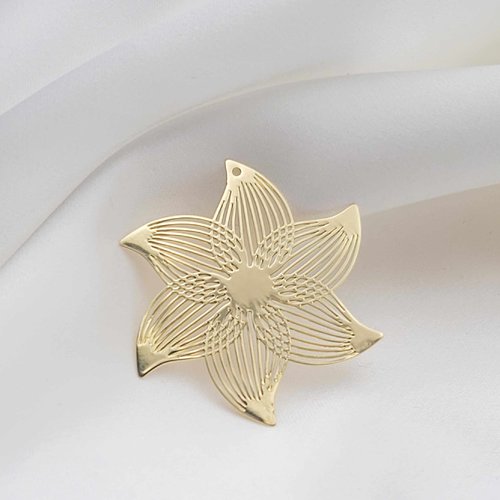 2 estampes fleur  45mm laiton or 24kt