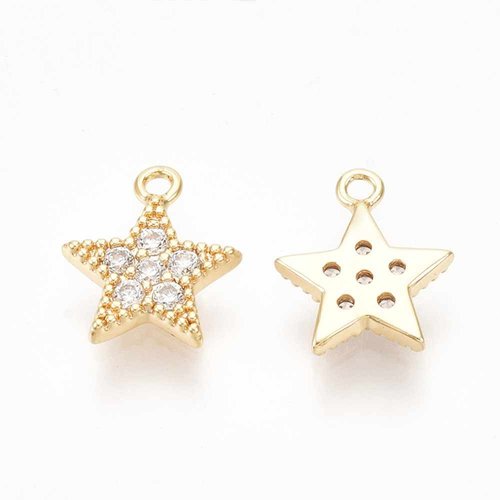 2 pendentifs étoile laiton sertis zyrcon or 24kt