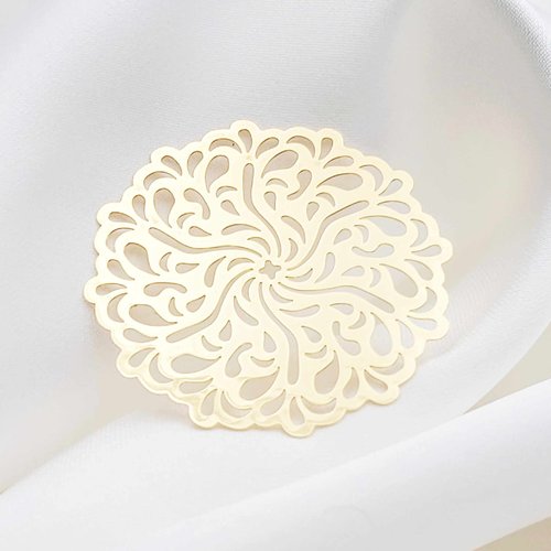 2 estampes 41mm laiton or 24kt  rosace  fleuri
