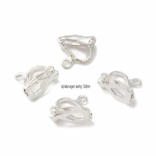 1 paire boucle d'oreille clip laiton argent sterling 12x5x9mm