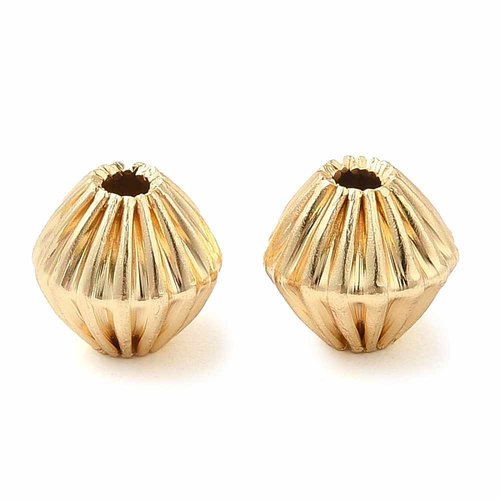 10 breloques perles toupie laiton  or  24kt 6x6mm