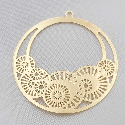 2 estampes ronde 38mm laiton or 24kt fleur