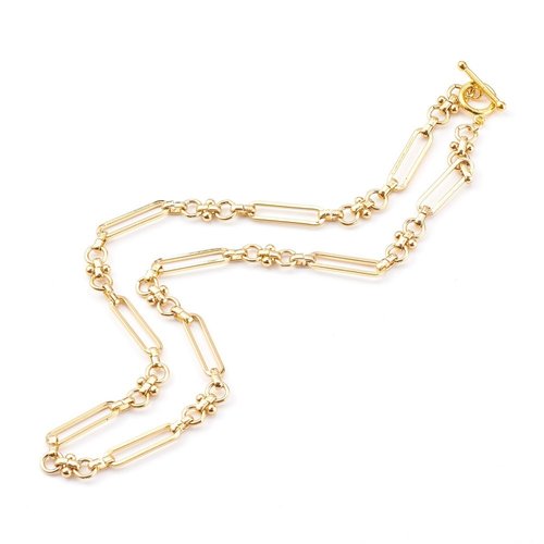 Collier chaine trombone laiton 24kt 46.5cm