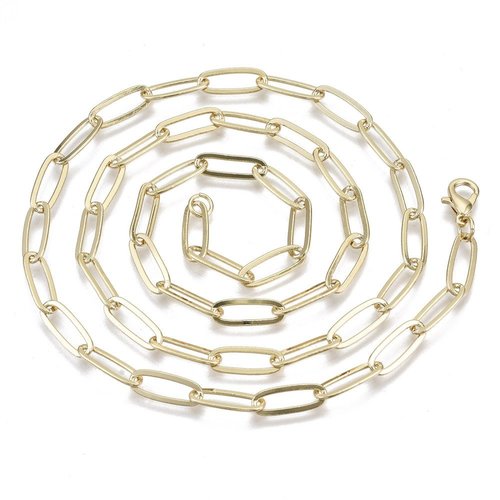 Collier chaine trombone laiton 24kt 62cm