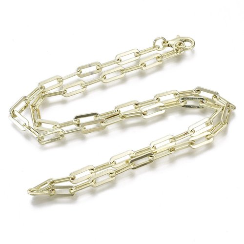 Collier chaine trombone laiton 14 kt 45cm