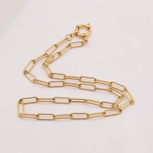 Collier chaine trombone laiton 18kt 40cm