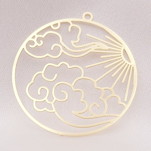 2 estampes ronde 30mm laiton or 24kt  soleil et nuage