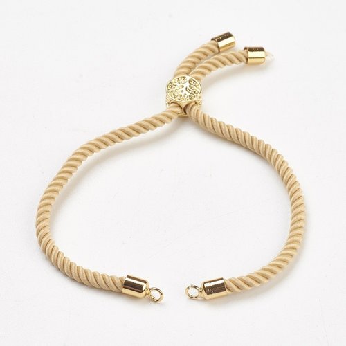 1 bracelet cordon camel  torsadés  arbre de  vie plaqué or 24kt